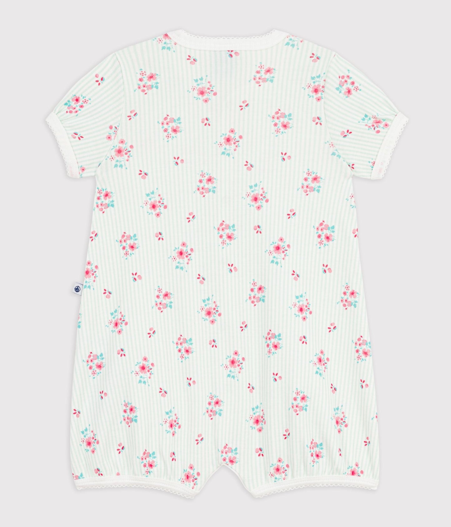 Combinaison courte bébé en coton fleuri – D1