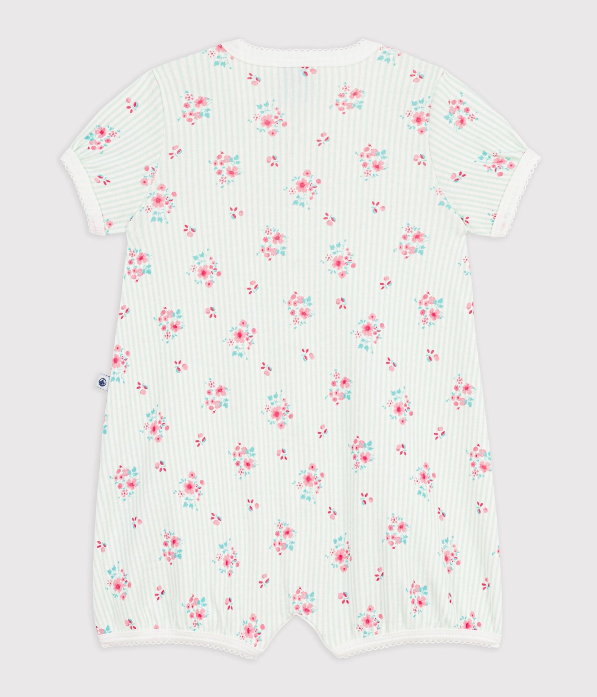 Combinaison courte bébé en coton fleuri – D1