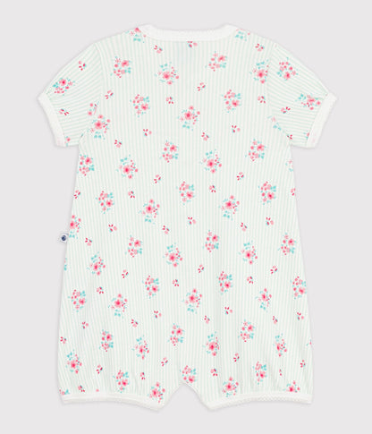 Combinaison courte bébé en coton fleuri – D1