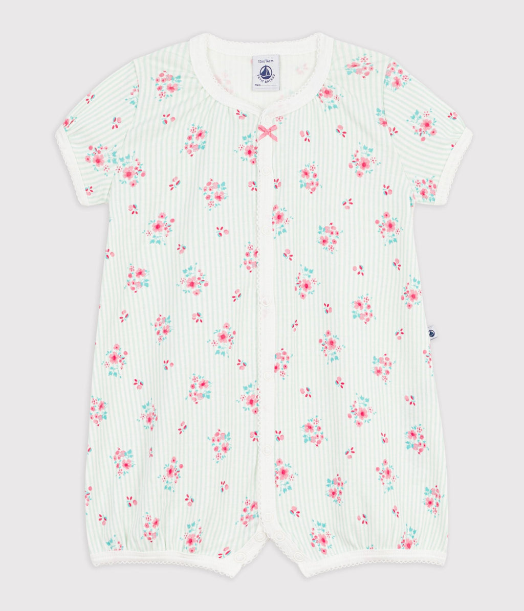 Combinaison courte bébé en coton fleuri – F1