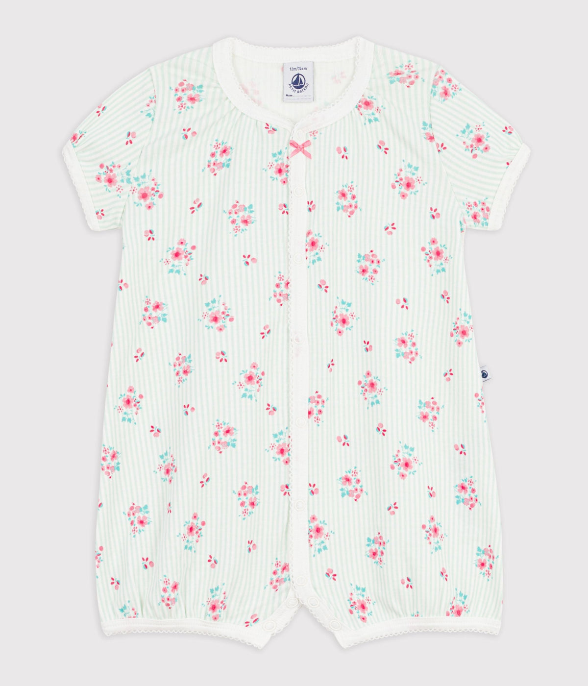 Combinaison courte bébé en coton fleuri – F1