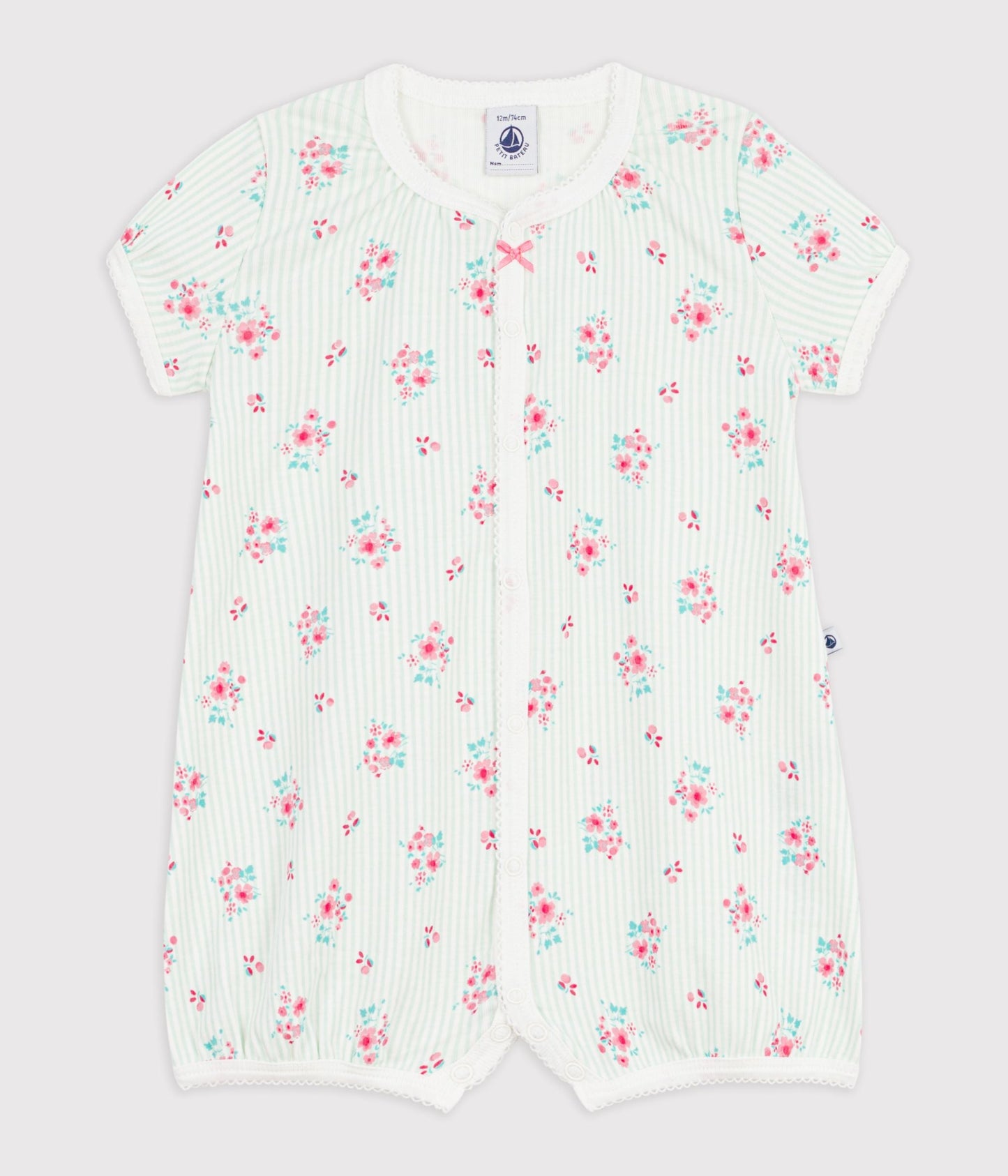 Combinaison courte bébé en coton fleuri – F1