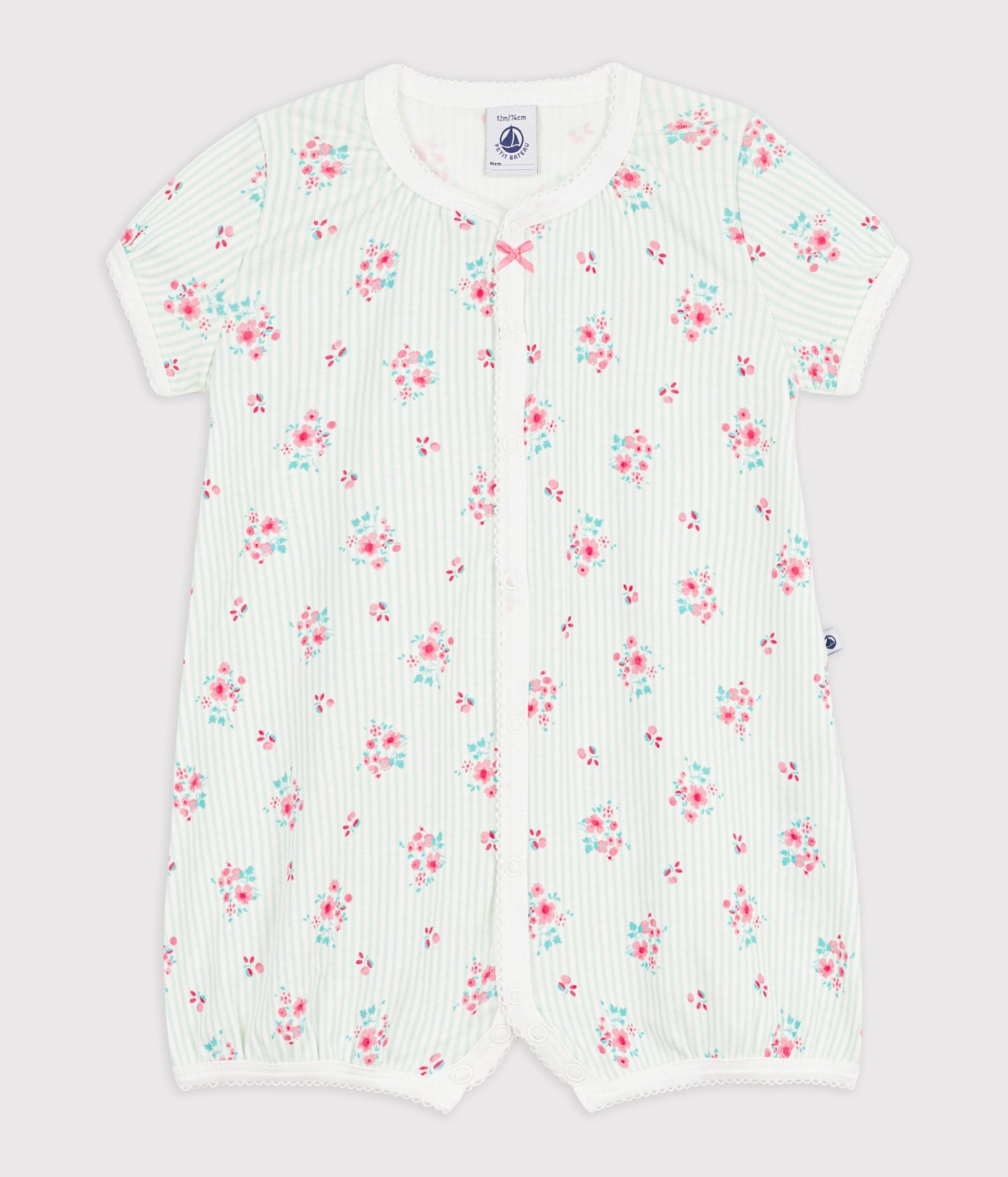 Combinaison courte bébé en coton fleuri – F1