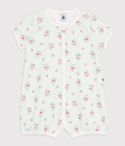 Combinaison courte bébé en coton fleuri – F1
