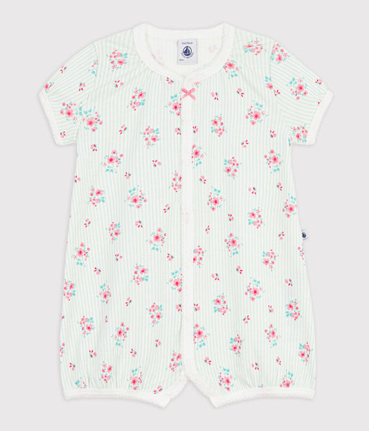 Combinaison courte bébé en coton fleuri – F1