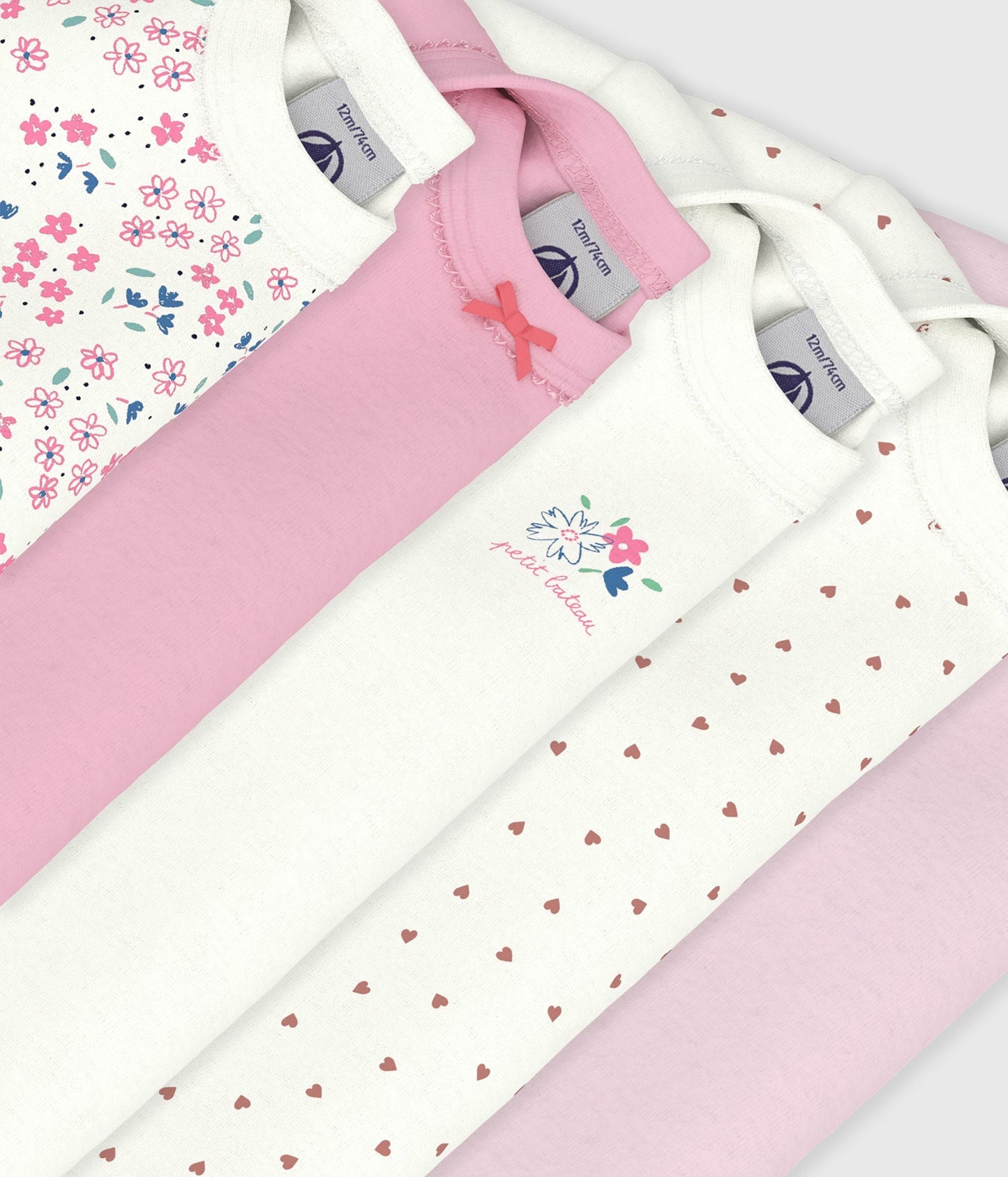 Lot de bodies manches longues en coton imprimé fleuri bébé – Z1