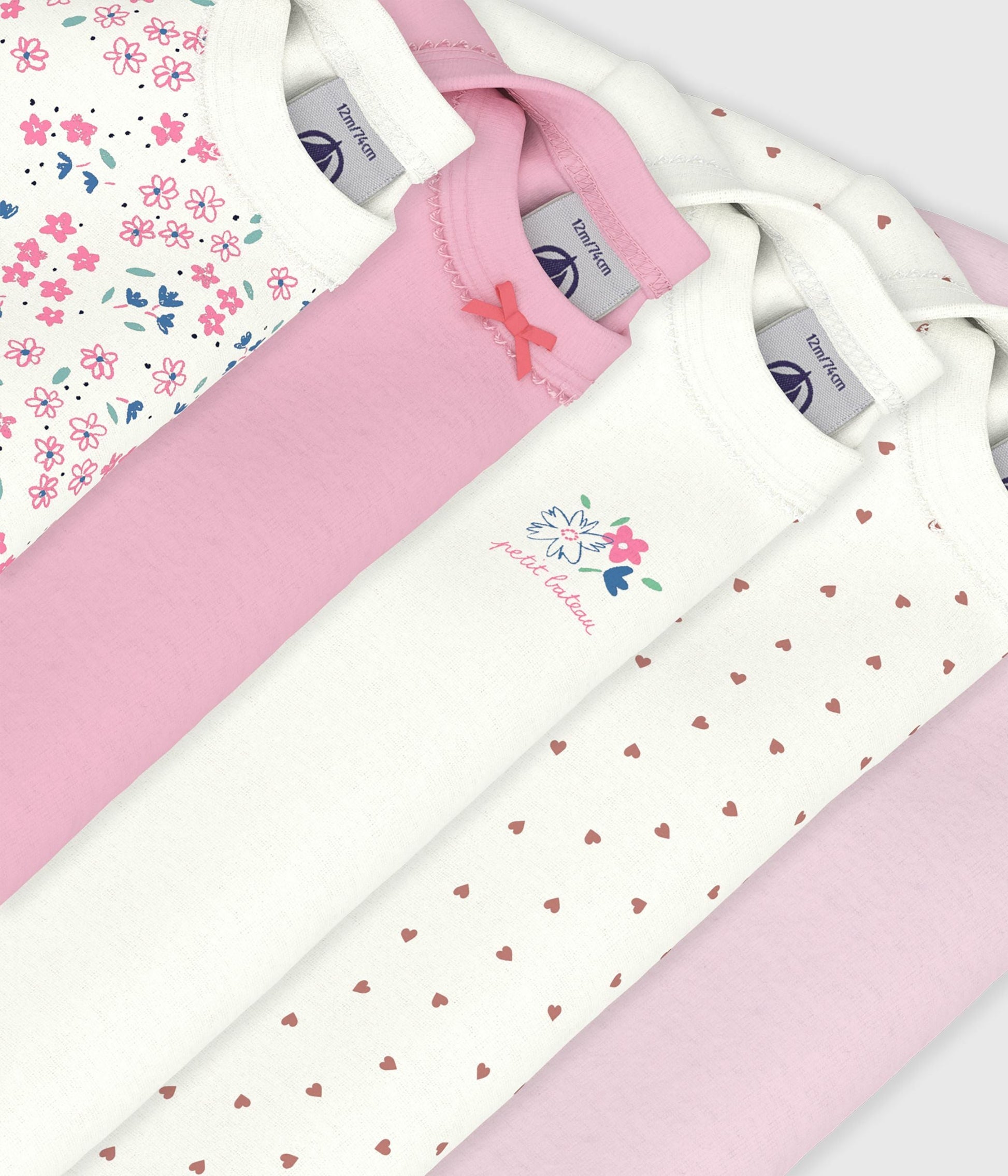 Lot de bodies manches longues en coton imprimé fleuri bébé – Z1