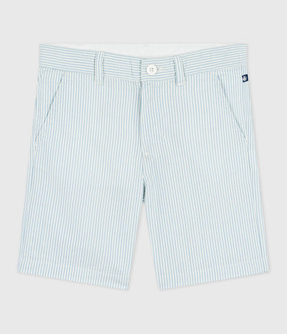 Bermuda short enfant en coton à rayures – F1