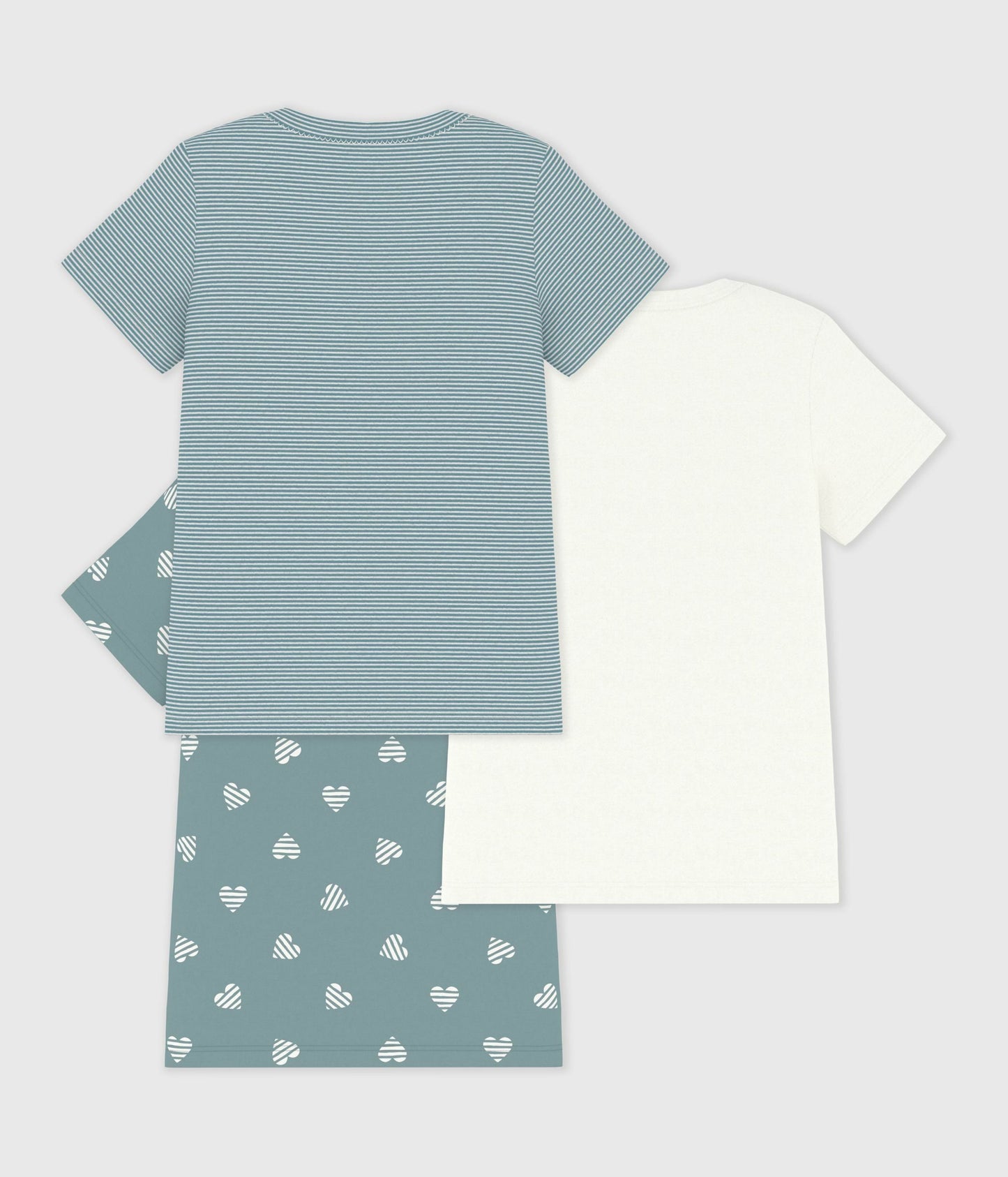 Lot de tee-shirts enfant en coton manches courtes imprimé cœurs – D1