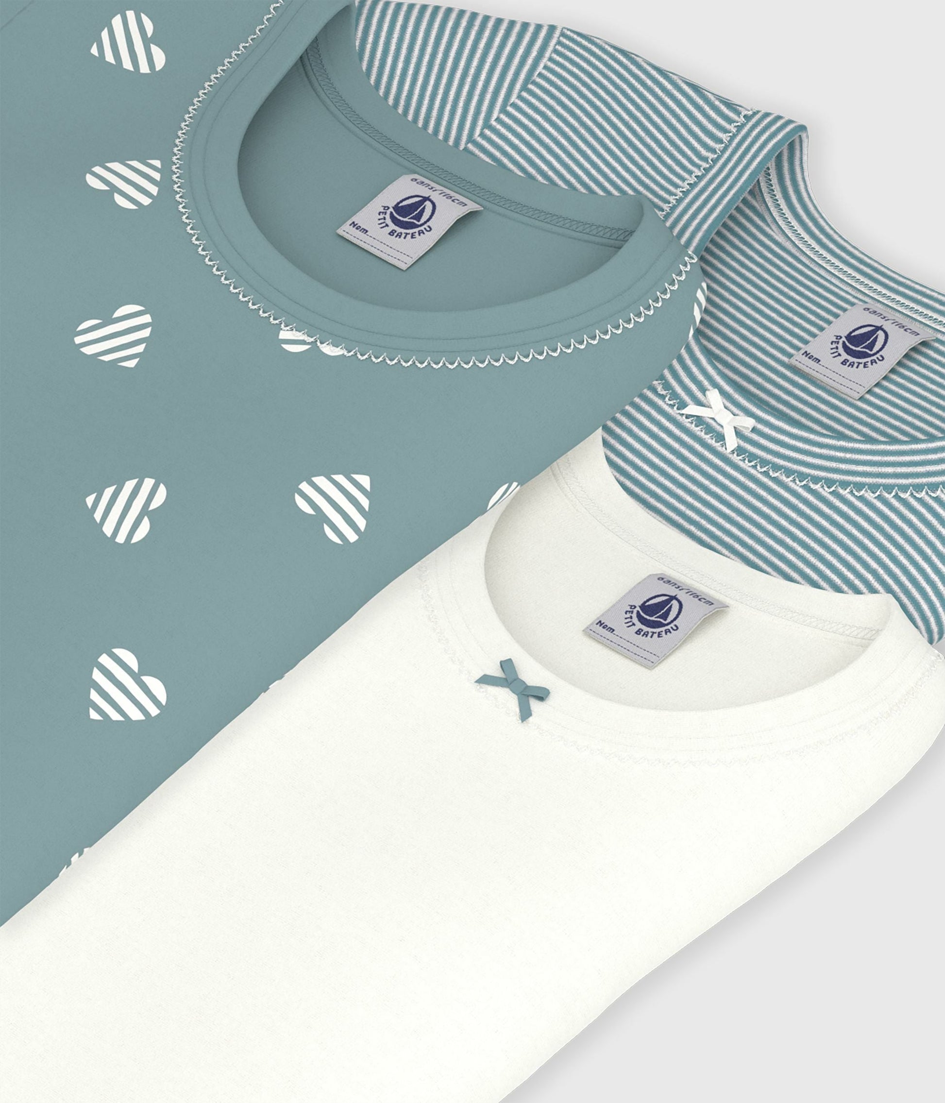 Lot de tee-shirts enfant en coton manches courtes imprimé cœurs – Z1