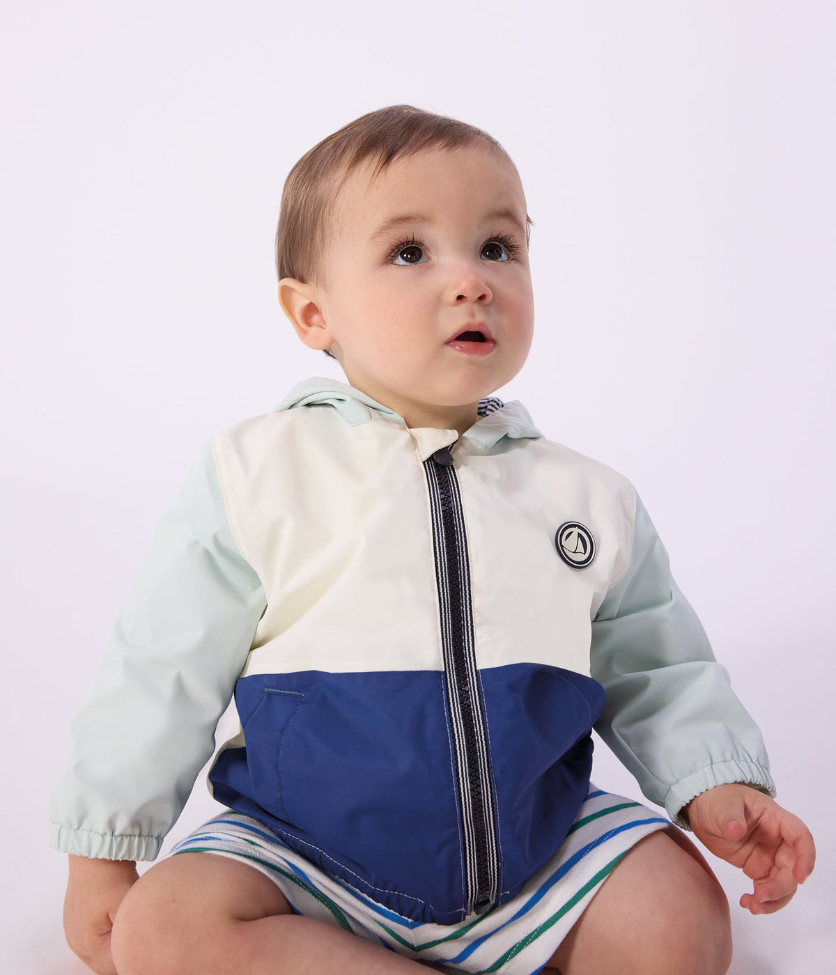Coupe-vent bébé imprimé colorblock, doublure milleraies – J1