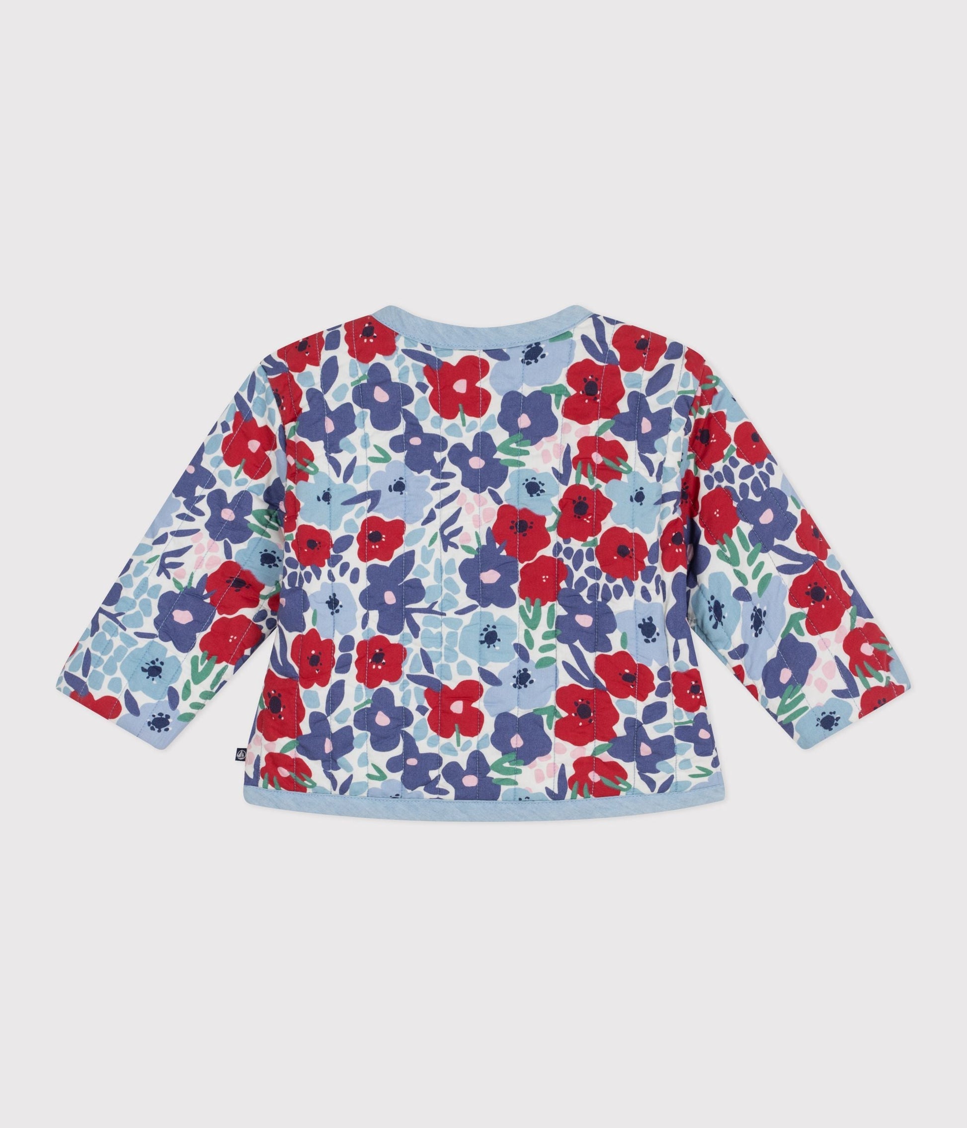 Veste bébé en coton matelassée, imprimée fleurs – D1