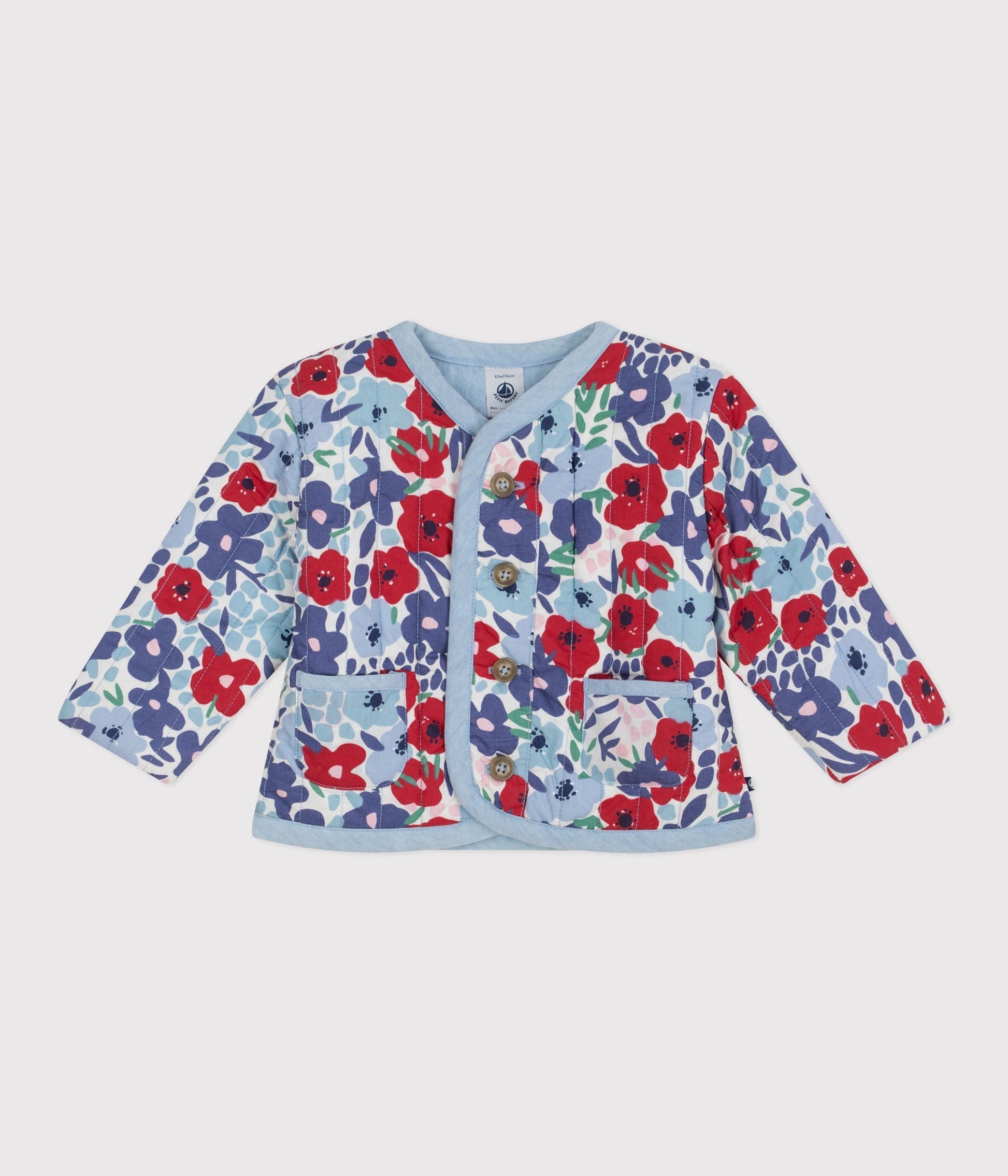 Veste bébé en coton matelassée, imprimée fleurs – F1