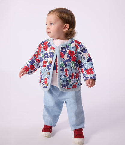 Veste bébé en coton matelassée, imprimée fleurs – J1