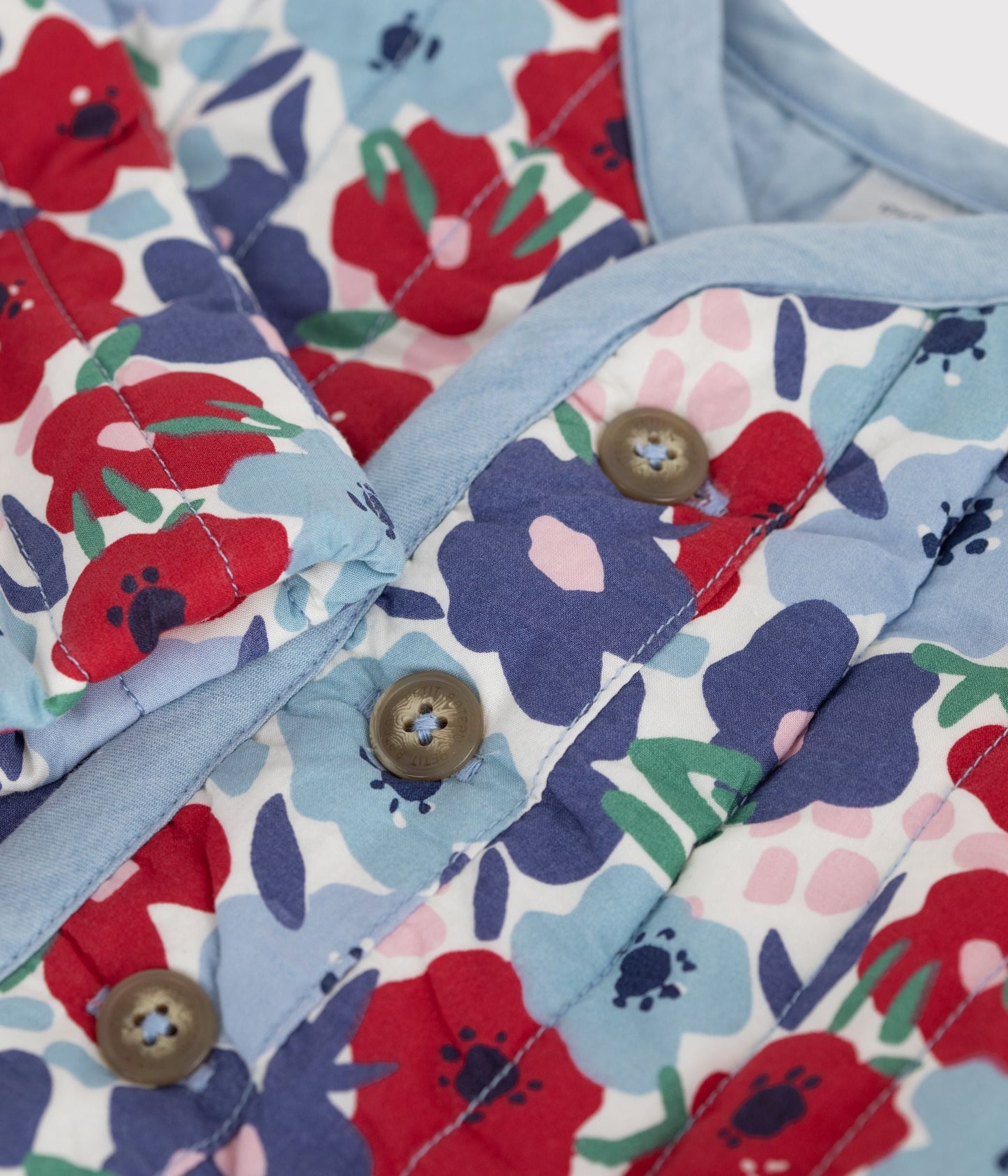Veste bébé en coton matelassée, imprimée fleurs – Z1