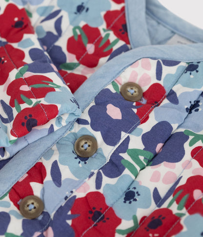 Veste bébé en coton matelassée, imprimée fleurs – Z1