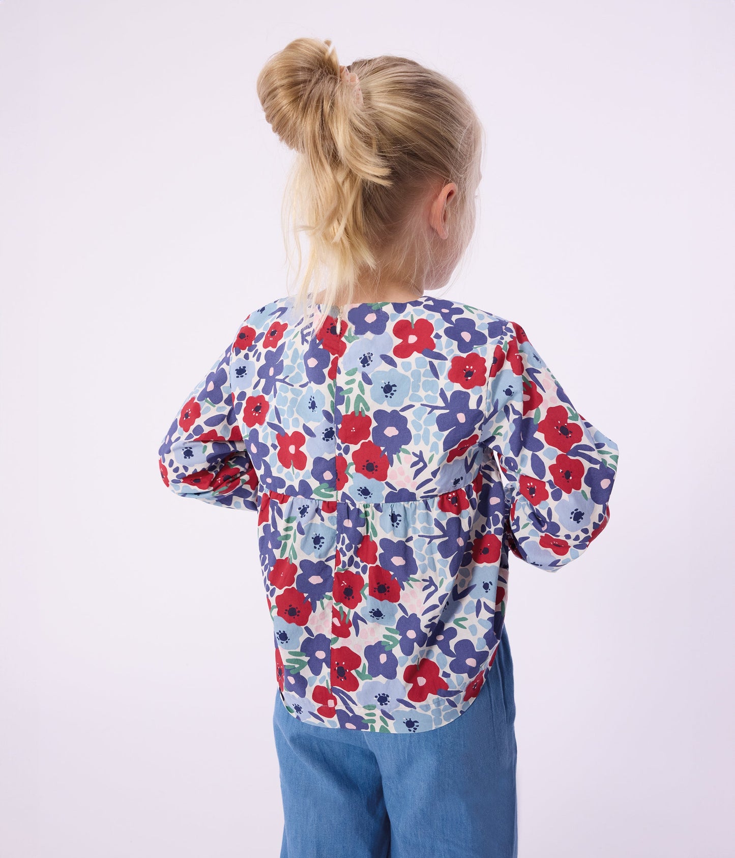 Blouse enfant en coton manches longues imprimée fleurs – J3