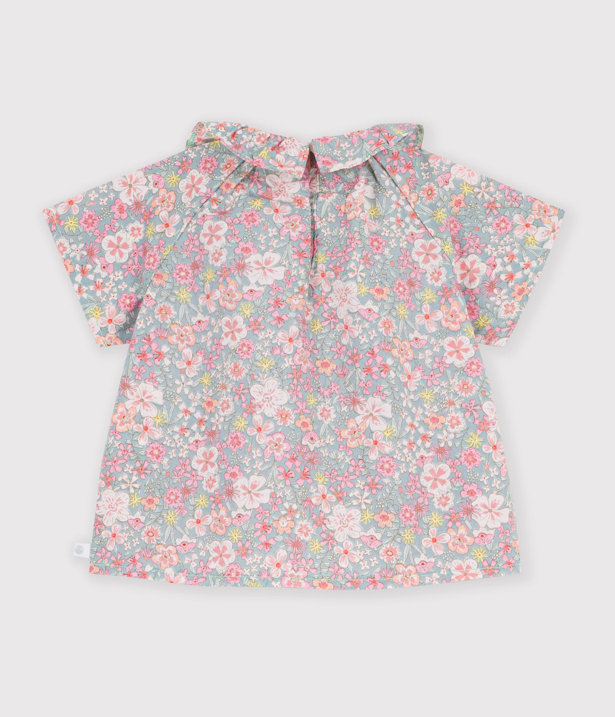 Baby's cotton short-sleeved blouse with floral print