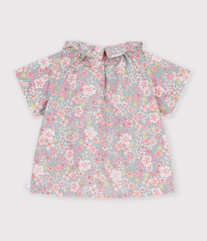 Blouse bébé en coton manches courtes imrpimée fleurs