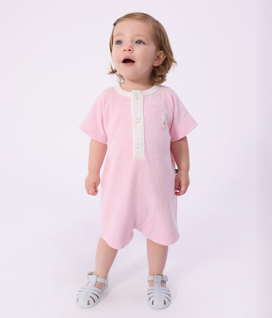 Combinaison courte bébé en coton unie – J1