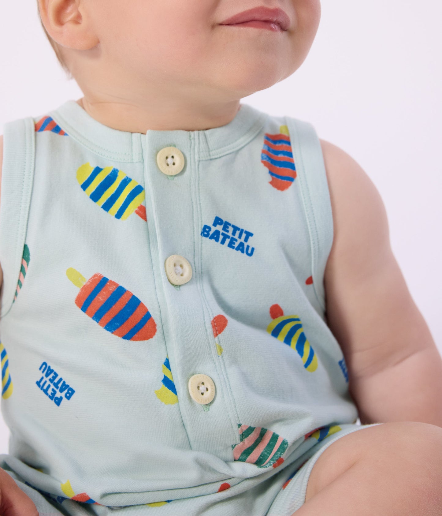 Combinaison courte bébé en coton, imprimée glaces – J2
