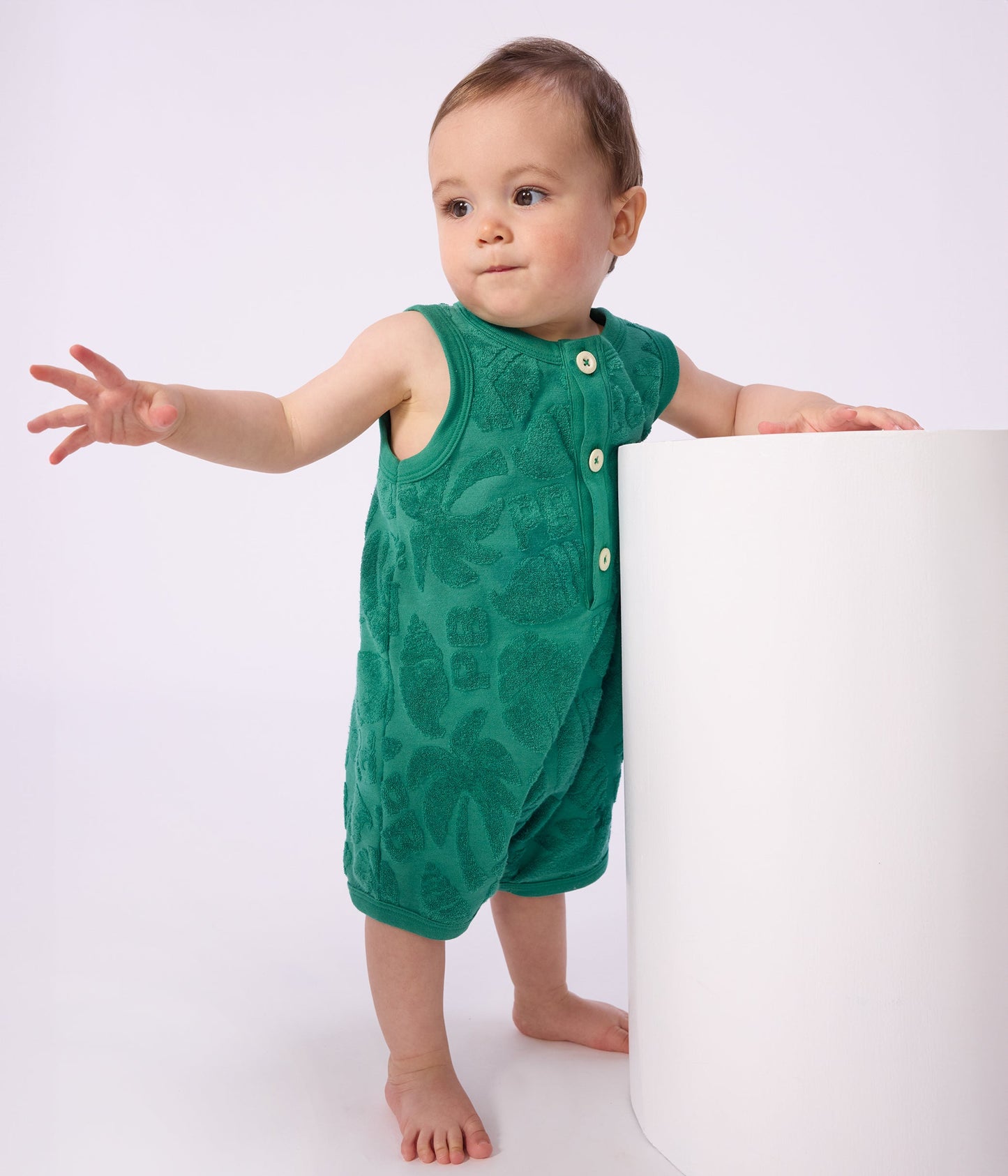 Combinaison courte bébé en coton motifs palmiers – J1