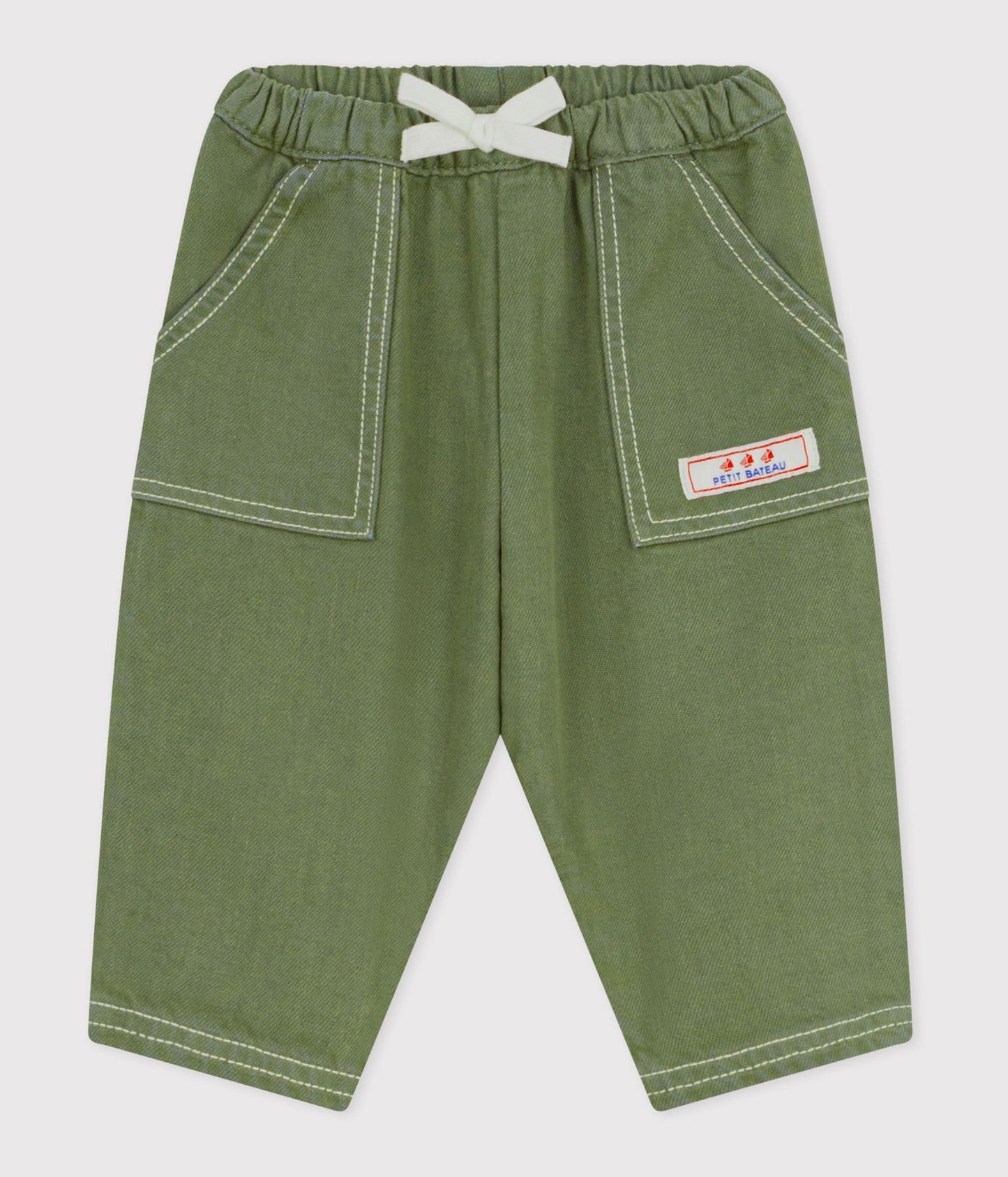 Pantalon bébé en denim coloré uni – F1