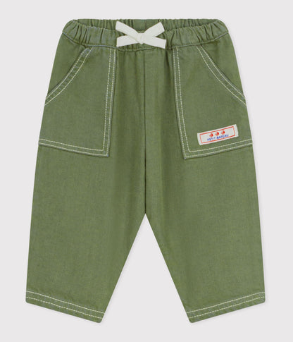 Pantalon bébé en denim coloré uni – F1
