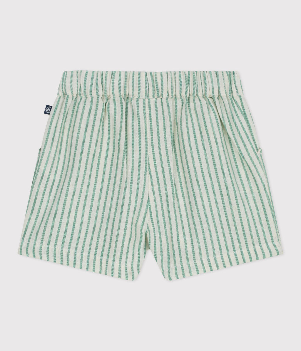 Short bébé en coton/lin rayé – D1