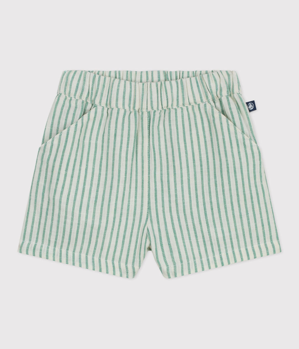 Short bébé en coton/lin rayé – F1