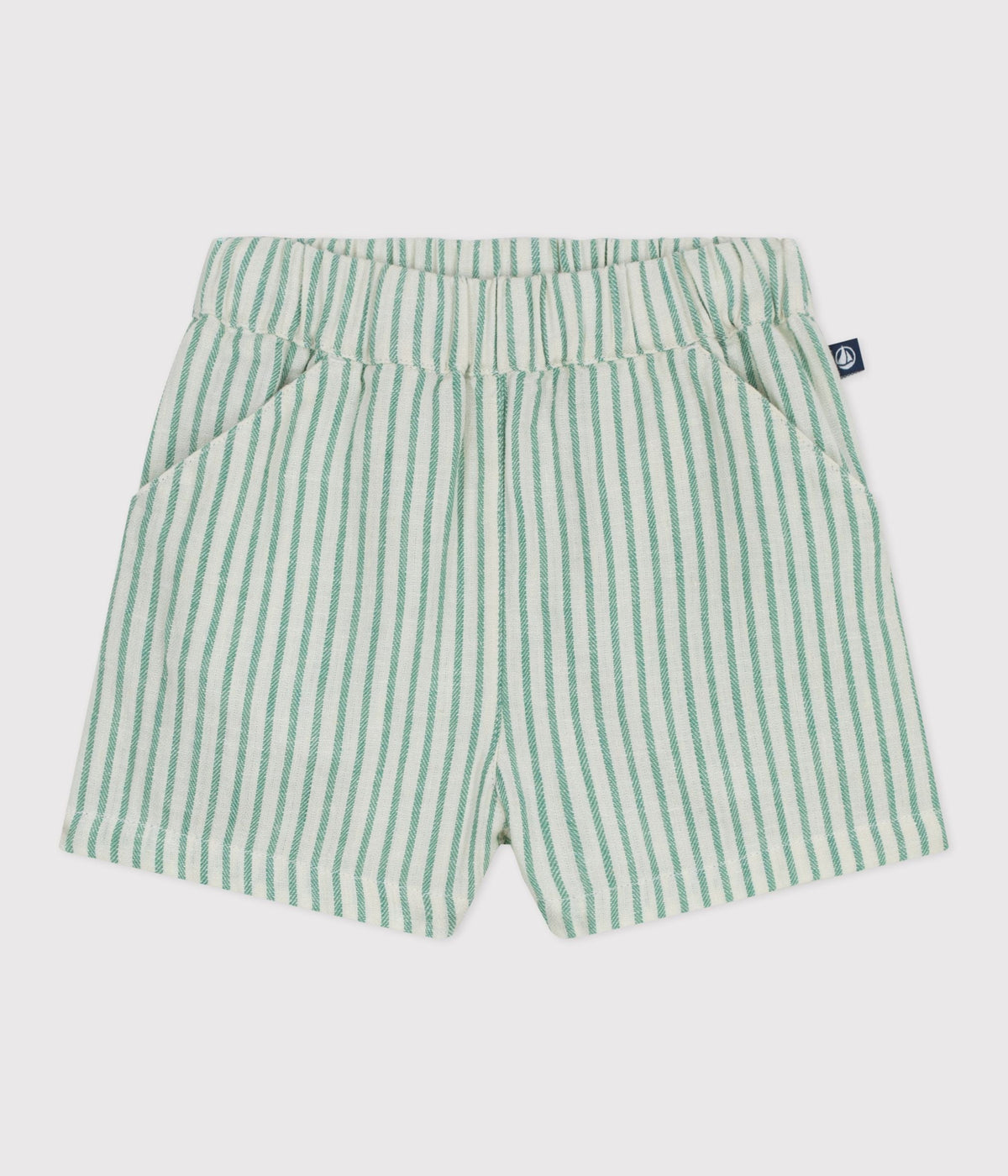 Short bébé en coton/lin rayé – F1