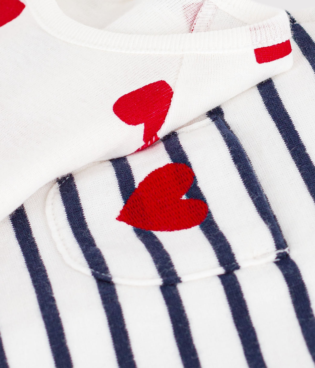 Ensemble salopette/body bébé rayé et body imprimé cœurs – Z1