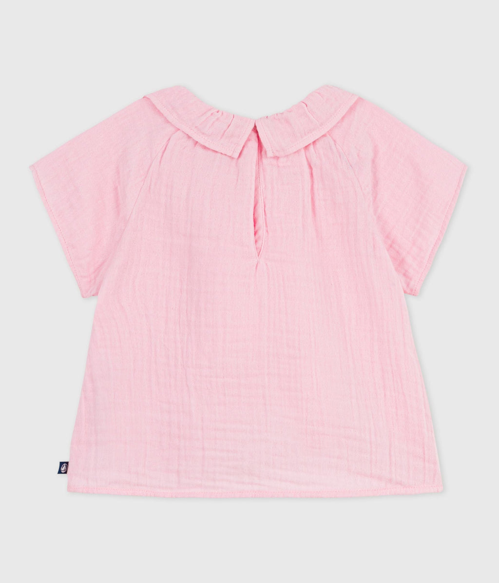 Blouse bébé en coton manches longues unie – D1