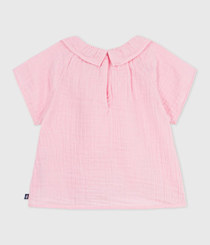 Blouse bébé en coton manches longues unie – D1