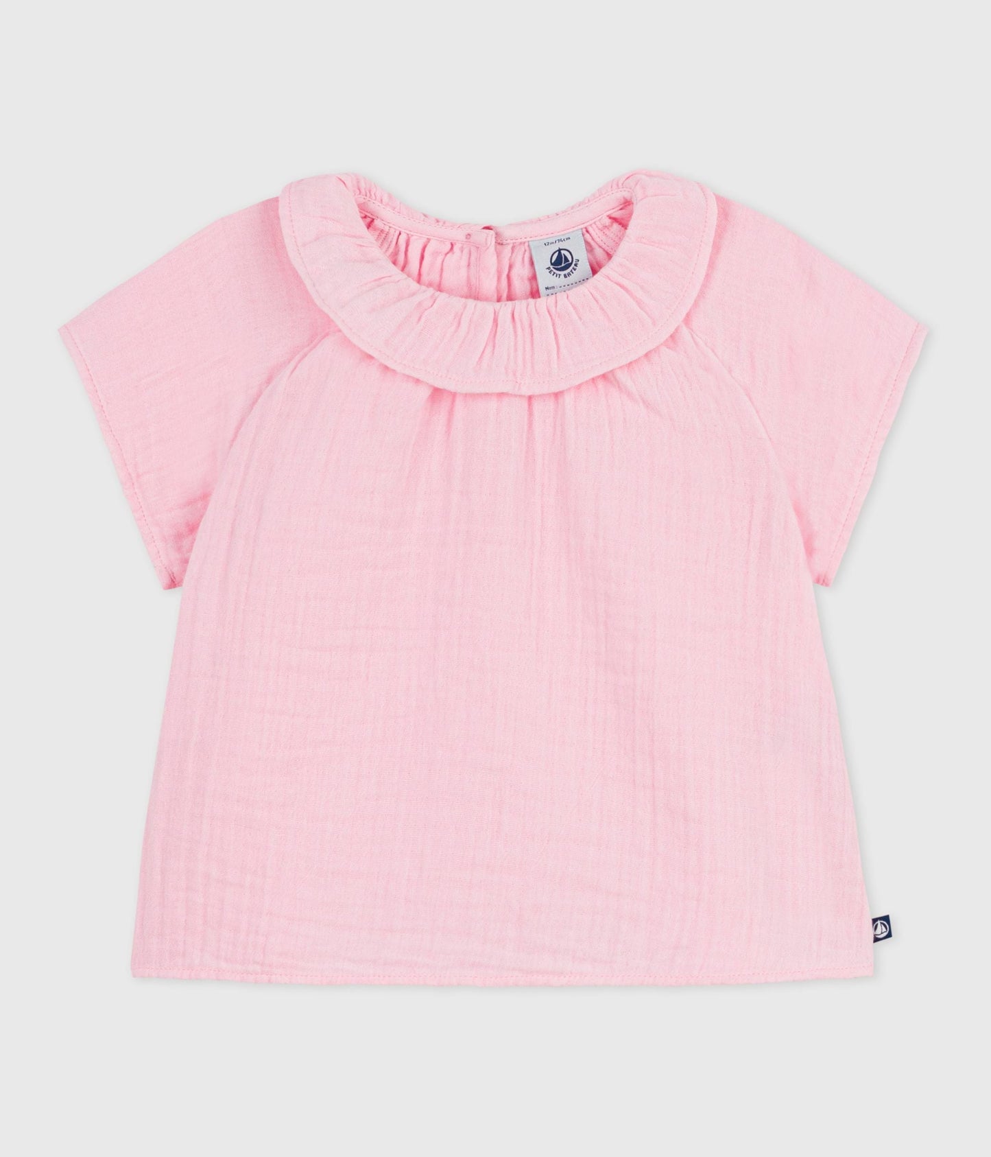 Blouse bébé en coton manches longues unie – F1