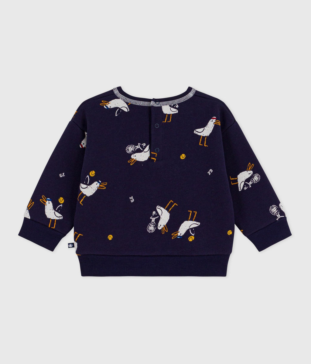 Sweatshirt à capuche bébé en coton imprimé mouettes – D1