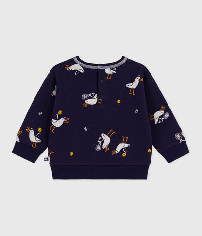 Sweatshirt à capuche bébé en coton imprimé mouettes – D1