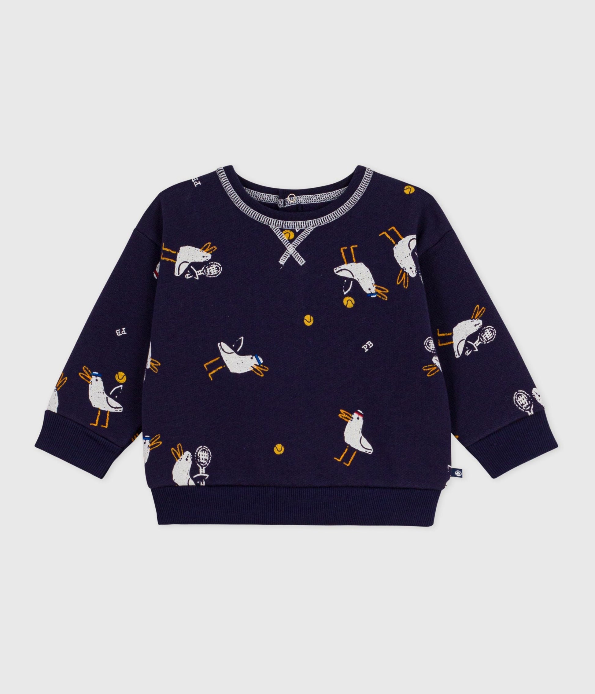 Sweatshirt à capuche bébé en coton imprimé mouettes – F1