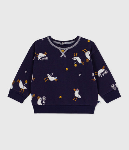 Sweatshirt à capuche bébé en coton imprimé mouettes – F1