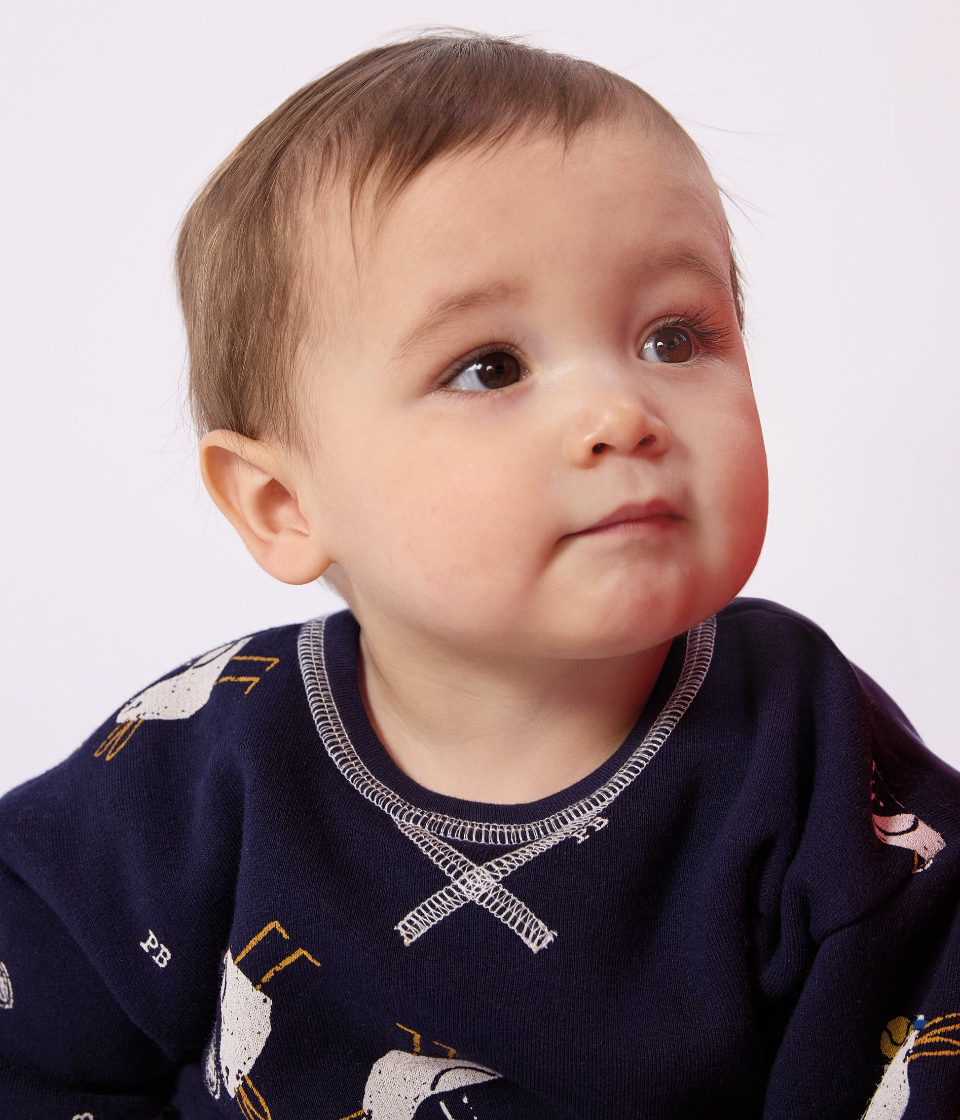 Sweatshirt à capuche bébé en coton imprimé mouettes – J2