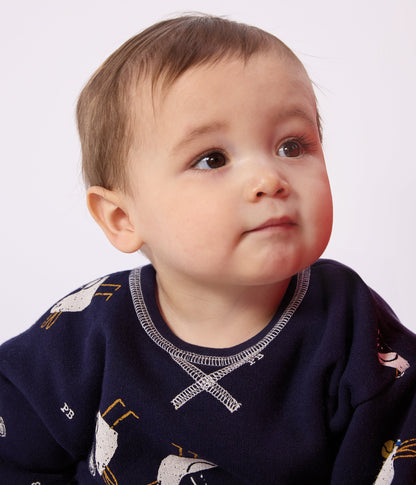 Sweatshirt à capuche bébé en coton imprimé mouettes – J2