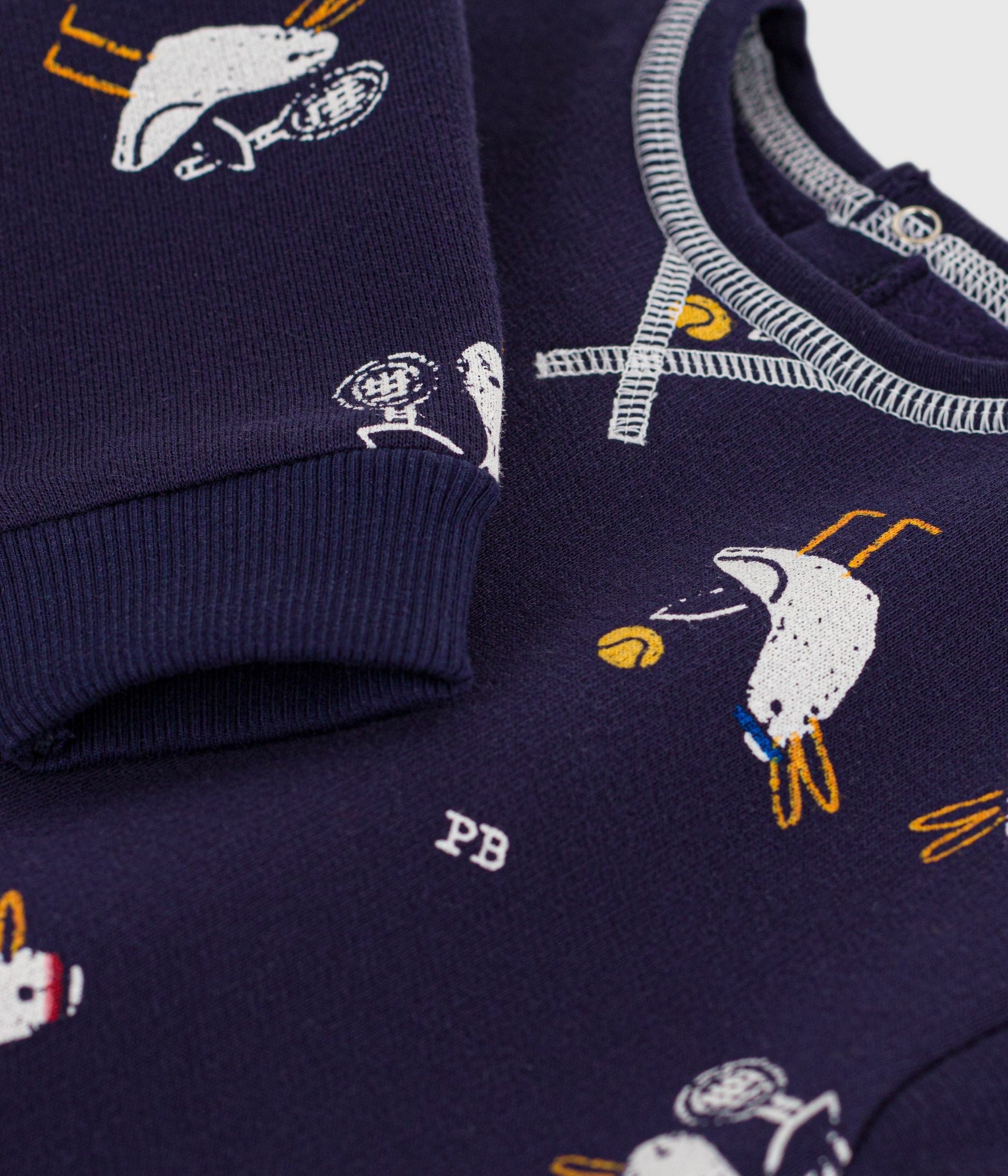 Sweatshirt à capuche bébé en coton imprimé mouettes – Z1