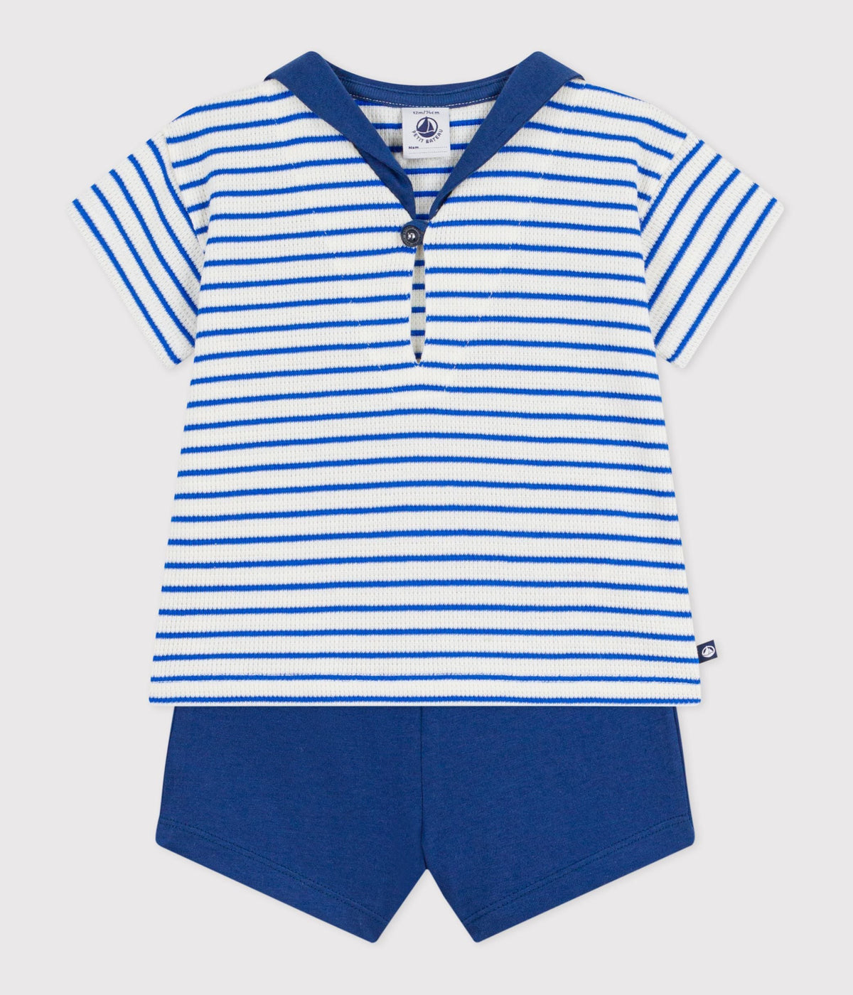 Ensemble bébé deux pièces en coton, tee-shirt col marin – F2