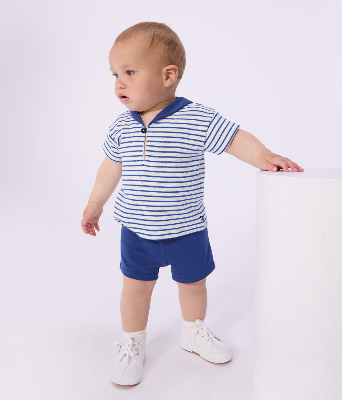 Ensemble bébé deux pièces en coton, tee-shirt col marin – J1