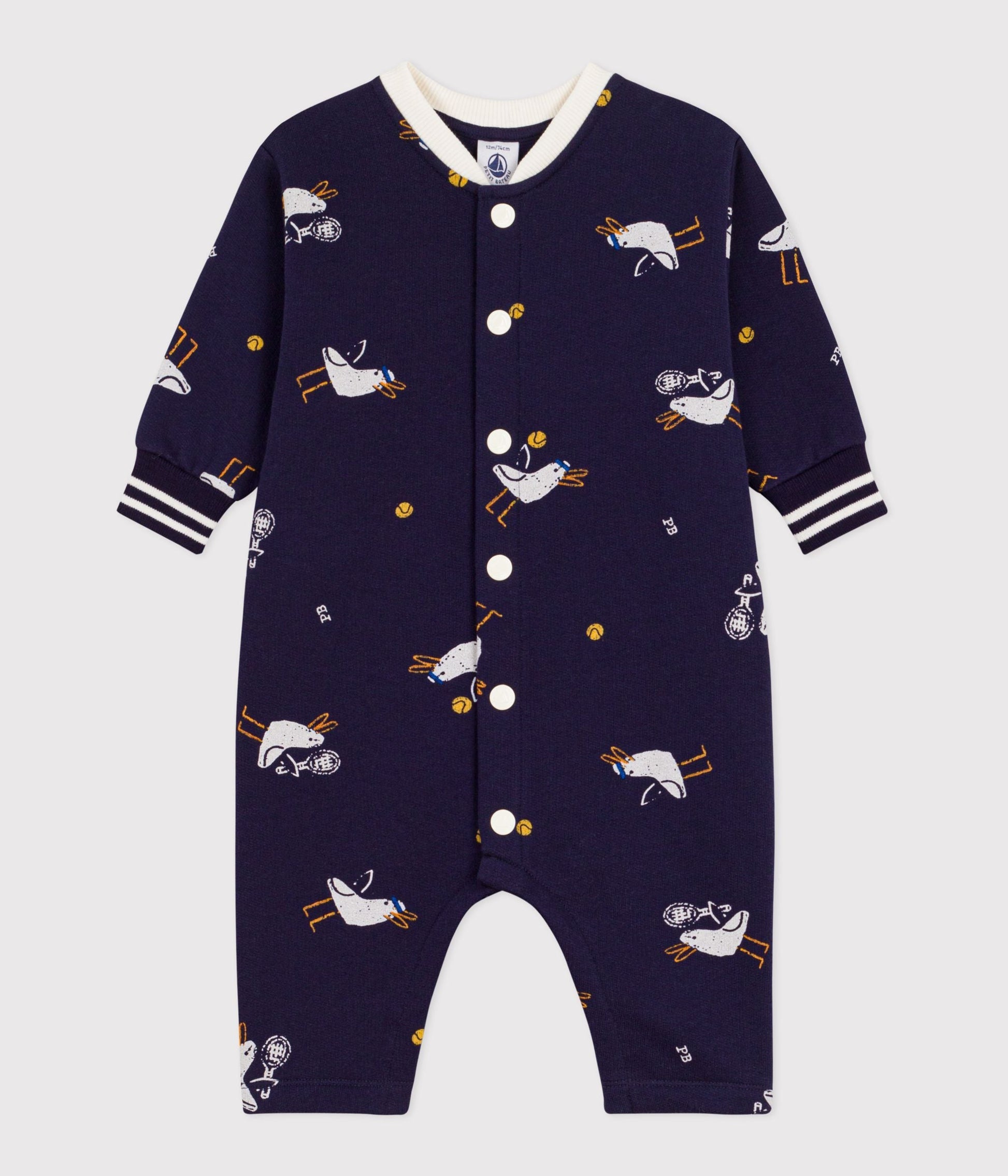 Combinaison longue bébé en coton imprimé mouettes – F1