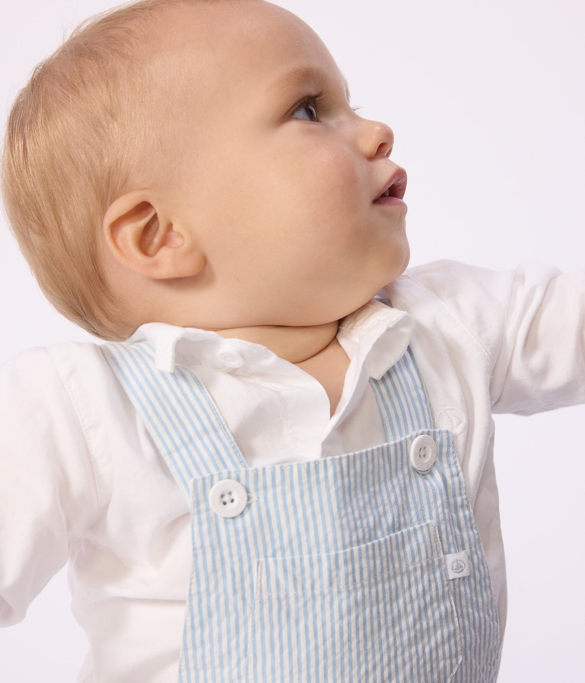 Salopette courte bébé en coton, rayée – J3