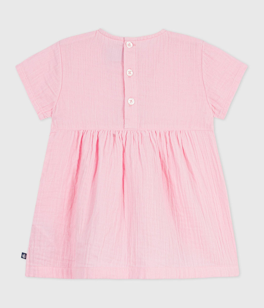 Robe bébé en coton manches courtes unie – D1