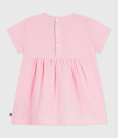 Robe bébé en coton manches courtes unie – D1