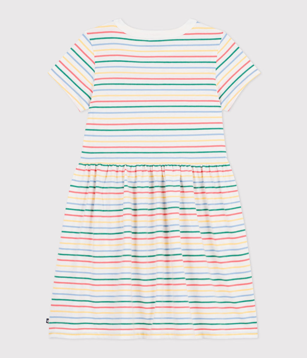Robe enfant manches courtes en coton à rayures – D1