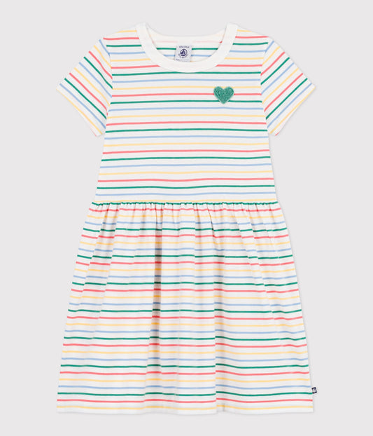 Robe enfant manches courtes en coton à rayures – F1